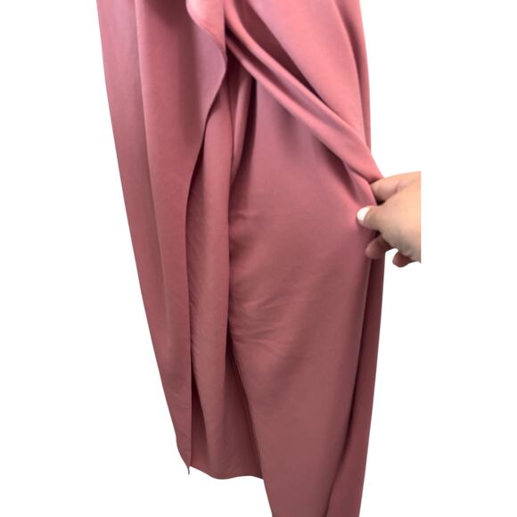 Marina Formal One Shoulder Wide Leg Jumpsuit, Rose Pink, Plus Size 16 - Picture 2 of 5